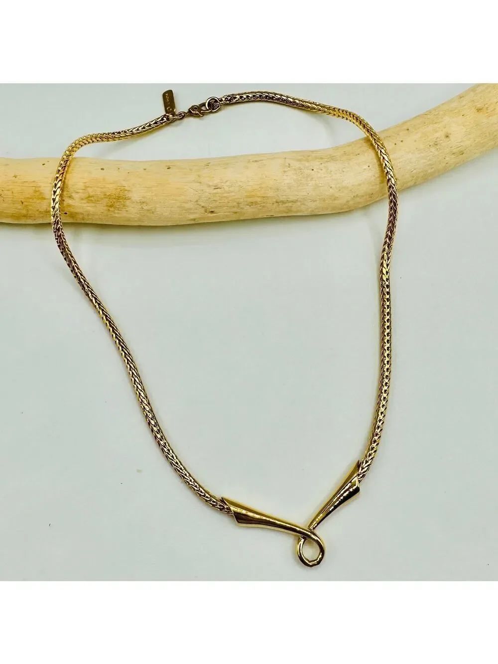 Vintage Monet Gold Tone Modernist Necklace, Abstract Statement Necklace
